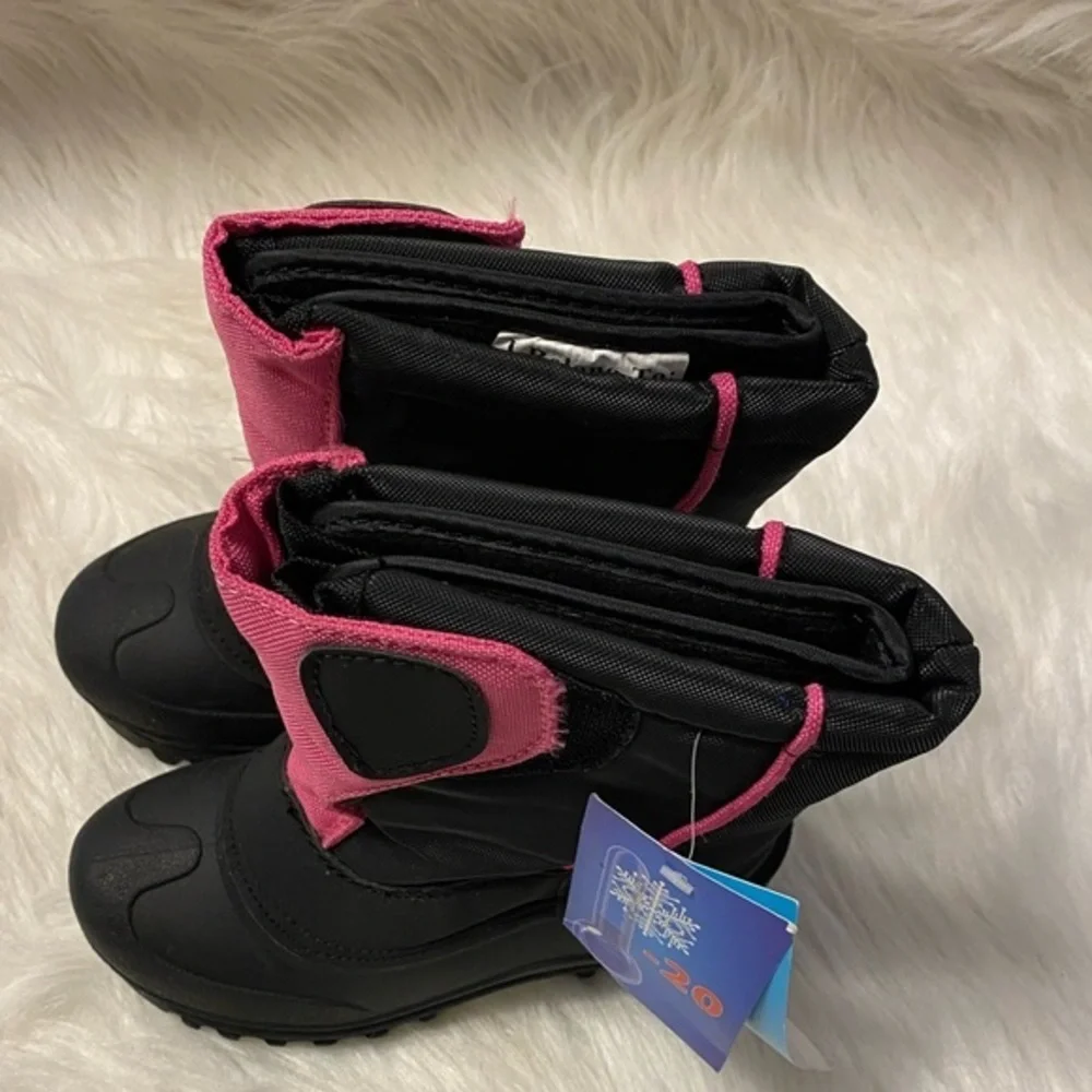 Cold Front Tech Wear Snow Boots‎ Girls Size 9 Winter Pull On Pink Black